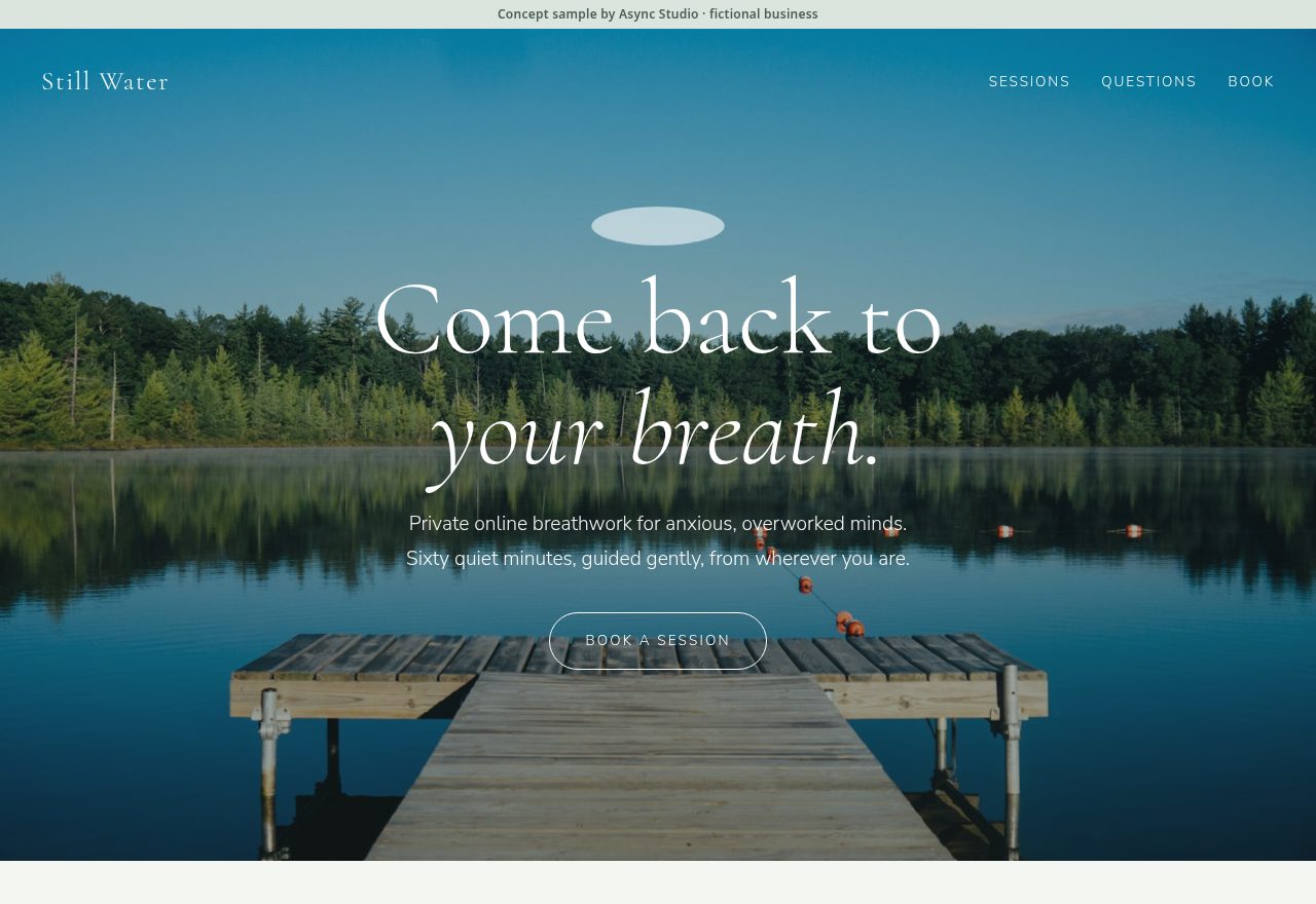 Still Water Breathwork concept page